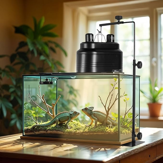 Simple Deluxe Dual Dome Reptile Light Fixture with Separate Switches, Fits Max 160W Reptile Heat Lamp/UVB Light, for Amphibians Terrarium and Tortoise Habitat SimpleDeluxe