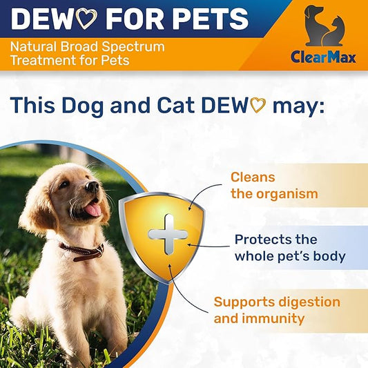 Dewo for Dogs ◆ Cat Dewo ◆ Puppy Dewo ◆ Kitten Dewo ◆ Natural Broad Spectrum Cleanser for Pets ◆ Liquid Dewo for Dogs and Cats ◆ Pet Dewo ◆ Digestive Cleanser ◆ 2 Oz ClearMax