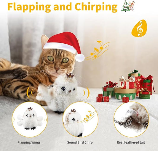 Gigwi Interactive Cat Toys for Indoor Cats, Flapping and Chirping Catnip Toys for Cat Exercise, Automatic Cat Toy with Beating Wings & Real Feather Tail, Rechargeable Cat Kicker Toy Prince - PAWPICO