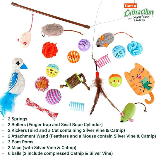 Cattraction with Silver Vine & Catnip Cat Toy Variety Pack, 20 Count - PAWPICO