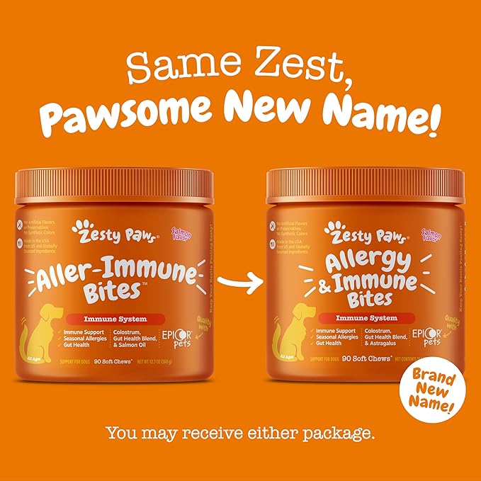 Zesty Paws Dog Allergy Relief- Dog Itching Skin Relief- Dog Probiotics for Itchy Skin and Itchy Ears- Dog Allergy Paw Relief- Dog Allergy Chews- Dog Itch Relief- Dog Skin Allergy Relief- Salmon- 90ct ZestyPaws