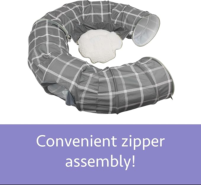 Kitty City Large Cat Tunnel Bed, Cat Bed, Pop Up Bed, Cat Toys, Gray - PAWPICO