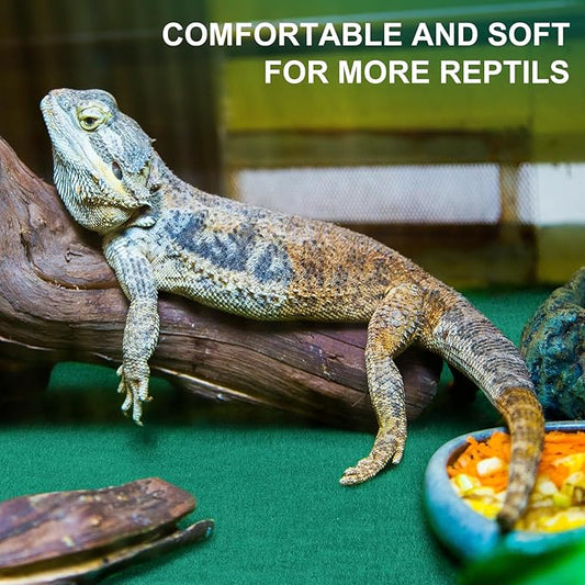 Haull 4 Pcs 24" x 47" Reptile Carpet Pet Terrarium Floor Liners Bedding Substrate Liner Supplies Reptile Cage Mat Tank Accessories for Lizard Bearded Dragon Tortoise Snake Leopard (Green) Kedauud