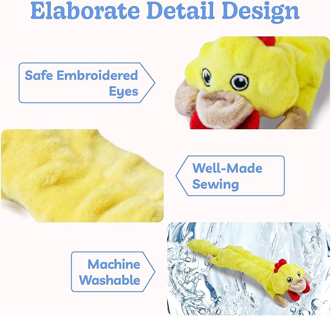SHARLOVY Dog Squeaky Toys -Chicken Crinkle Dog Toy, Bubble Plush Pet Toys Puppy Teething Toys No Stuffing Animals Dog Toy Doggies Toys Dog Chew Toy for Large Dogs - PAWPICO