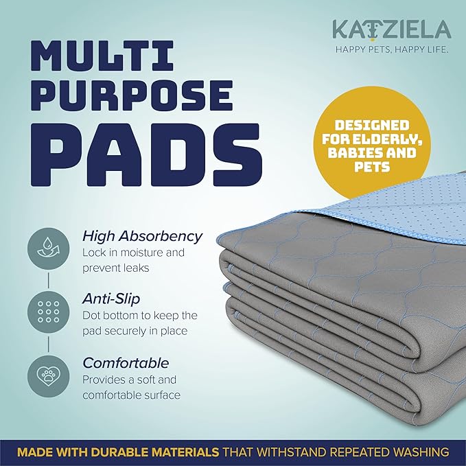 Katziela Washable Pet Pads - (2 Pack 24In x 36In Hexagon) Super Absorbent Waterproof Reusable Dog Pee Pads for Dogs, Washable Puppy Pads for Potty Training, Housebreaking Washable Pee Pads for Dogs - PAWPICO