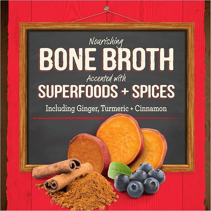 Merrick Grain Free Bone Broth, Premium Human Grade And Gluten Free Dog And Cat Food Topper Pouches, Beef - 7 oz. Pouch - PAWPICO