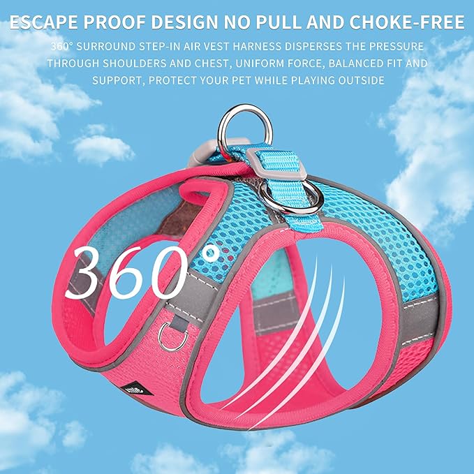 AIITLE Dog Harness, Spring No-Pull Cat Harness with a Leash, Adjustable Reflective Dog Vest, Cat Harness Escape Proof, Outdoor Walking, Camping for Extra Small Dogs and House Cats Hot Pink XXXS AIITLE-FORPETSBETTERLIFE