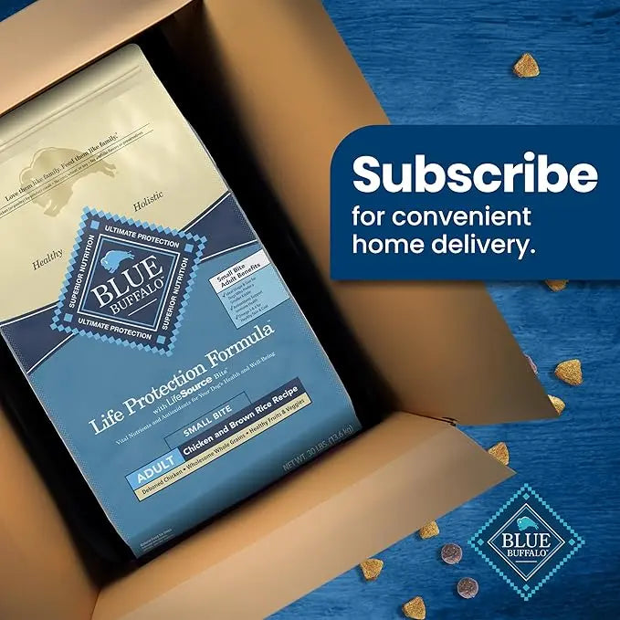 Blue Buffalo Life Protection Formula Adult Small Bite Dry Dog Food, Helps Build and Maintain Strong Muscles, Made with Natural Ingredients, Chicken & Brown Rice Recipe, 30-lb. Bag - PAWPICO