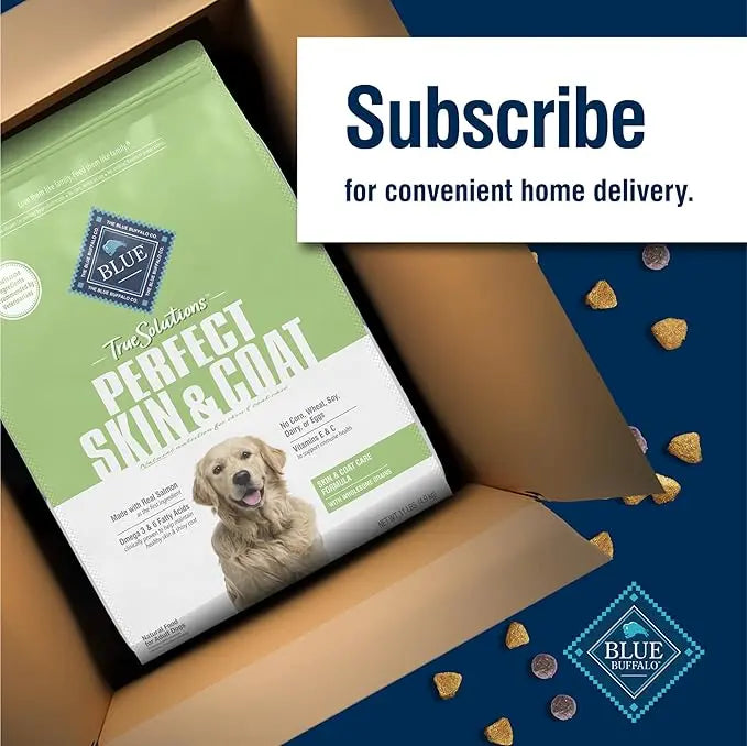 Blue Buffalo True Solutions Perfect Skin & Coat Natural Dry Food for Adult Dogs, Salmon, 11-lb. Bag - PAWPICO