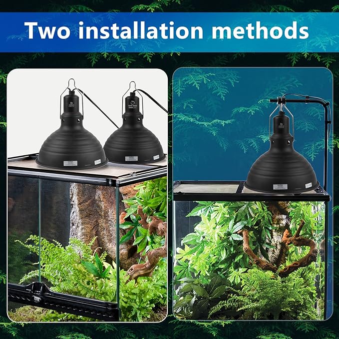 8.5 Inch Reptile Light Fixture Dome Heat Lamp Fixture UVB Heat Basking Lamp Fixture for Amphibian Reptile Terrariums,E26 Base REPTIHOME