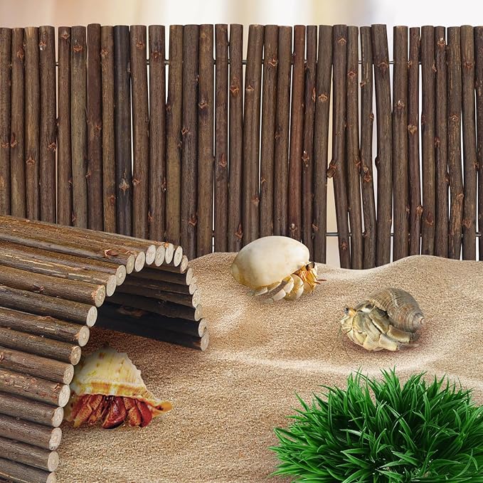 2PCS Reptile Hideout Hermit Crab Bendable Wooden Bridge, Wooden Hermit Crab Hideout Climbing Toys, Reptile Tank Habitat Decor Wooden Hiding Hut for Hermit Crab Lizards Mouse Spiders QUOZUO