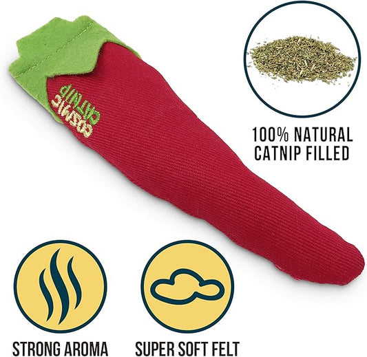 Cosmic OurPets 100-Percent North American Catnip Filled Chili Cat Toy-Hot Stuff (Interactive Cat Toy, Catnip Toys for Cats, Cat Chew Toy, Catnip Toys) - PAWPICO
