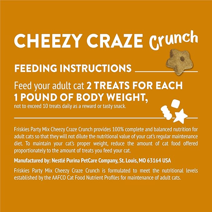 Purina Friskies Cat Treats, Party Mix Cheezy Craze Crunch - 20 oz. Pouch PurinaTreats