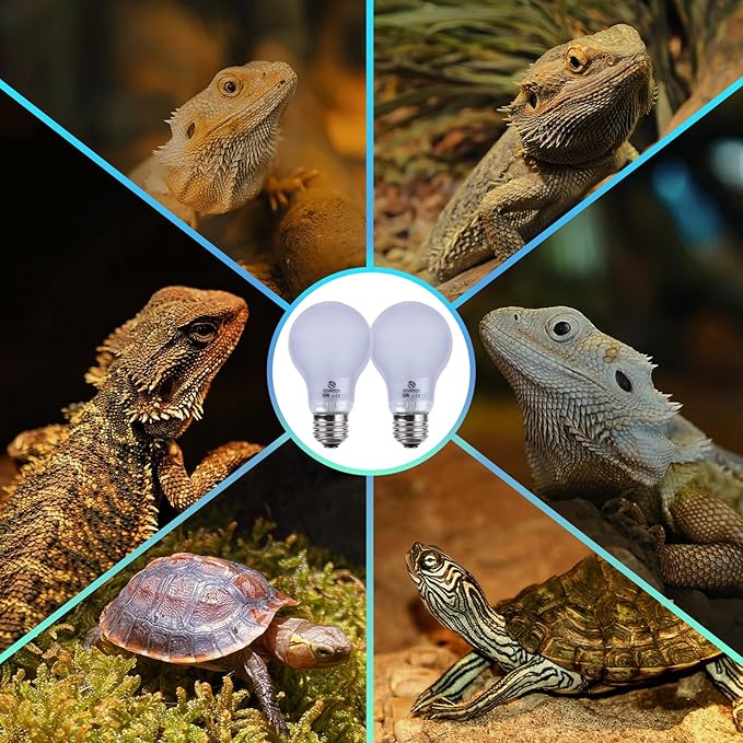 Reptile Night Heat Lamp 2 Pack 50W, Moonlight Heat Lamp for Reptiles & Amphibians, Reptile Night Heat Light for Bearded Dragon, Lizard, Turtle REPTIHOME