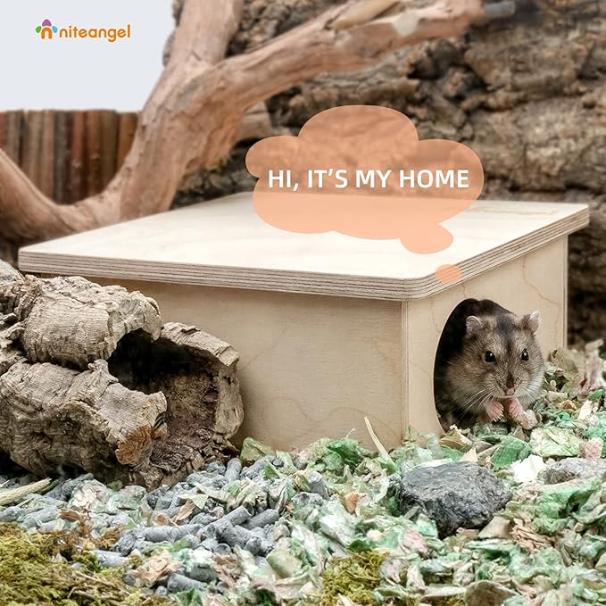 Niteangel Birch Chamber-Maze Hamster Hideout - Small Pets Woodland House Habitats Decor for Hamster Mice Gerbils Mouse Niteangel