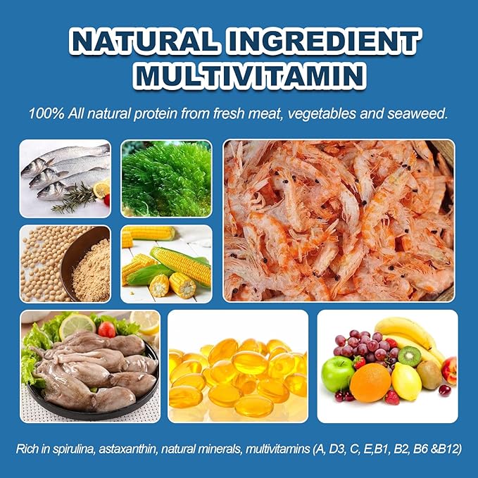 Betta Fish Food Three Effects -Daily Nutritional Supplement Body Increase Color Increase High -Protein Floating Pellets Betta Food (4oz) yizeril