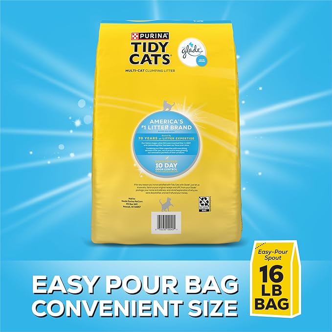 Purina Tidy Cats Clumping Multi Cat Litter, Glade Clear Springs - 16 lb. Bag - PAWPICO