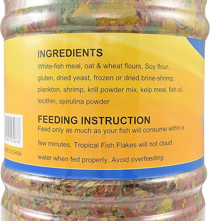 Color Enhancing Tropical Fish Food Flakes - 2.5lb Bulk Fish Food| Veteran Owned - Suitable for all Freshwater, Marine, Pond, And Goldfish | Nutritious Diet with Shrimp, Plankton, and Spirulina SouthShoreRetailLLC