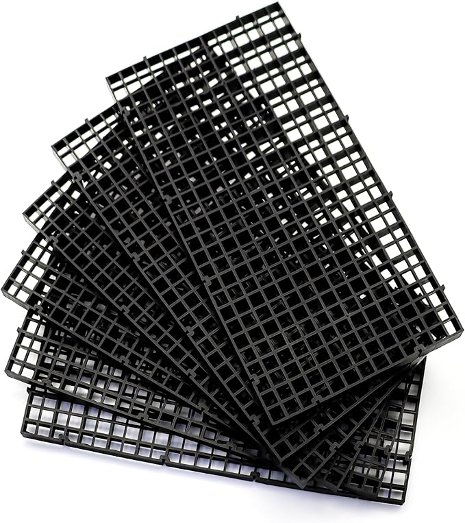 ALEGI Aquarium Fish Tank Divider Plastic Egg Crate Aquarium Filter Bottom Tray Plastic Grid (S 6pcs Black) ALEGIAquarium