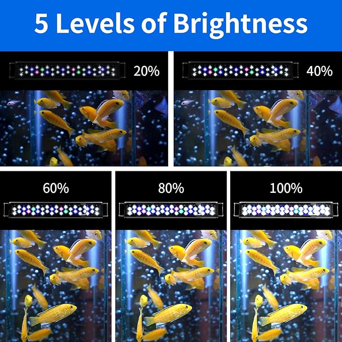 AQUANEAT LED Aquarium Light for 30 to 38 Inch Fish Tank, Auto On Off with Timer, Full Spectrum, Adjustable Brightness, Daylight Moonlight Mode, for Fresh Water Low-to-Mid Light Plants Aquaneat