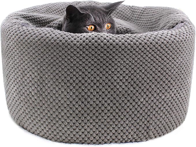 Winsterch Large Cat Beds Warm Covered Cat Beds for Indoor Outdoor Cats Kittens,Soft Enclosed Washable Round Pet Cat Cave Bed for Cats or Small Dog,Calming Cat Bed,16.5''x16.5''x7.48'' - PAWPICO