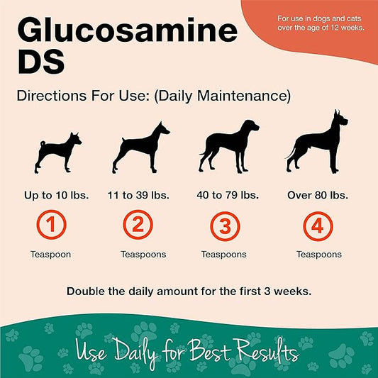 NaturVet Glucosamine DS Level 1 Maintenance, Joint Care Support Supplement for Dogs and Cats, Liquid, Made in The USA with Globally Source Ingredients 32 Ounce NaturVet