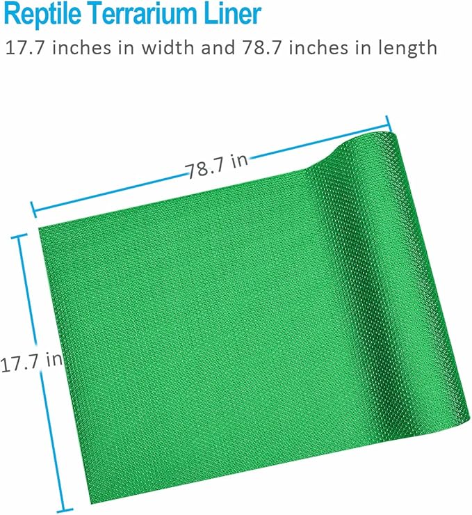 Bearded Dragon Tank Accessories, Reptile Terrarium Liner Substrate for Leopard Gecko, Snake, Lizard and Tortoise, Non-adhesive Reptile Carpet Bedding for Reptile Tank, Green Duedusto