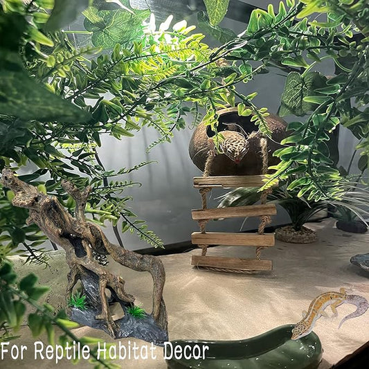 Resin Reptile Driftwood Decoration Bearded Dragon Branch Lizard Climb Habitat Decor Hanging Jungle Vines Reptiles Tank Accessories for Chameleon Snake Gecko Spider Fish Tree Frog MUYG