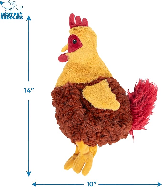 Best Pet Supplies Chicken Crinkle Plush Dog Toys for Interactive Play, Puppy and Senior Indoor Play, Colorful Chicken Toy Shape, Cute and Cuddly - Crinkle Chicken (Wine Red) - PAWPICO