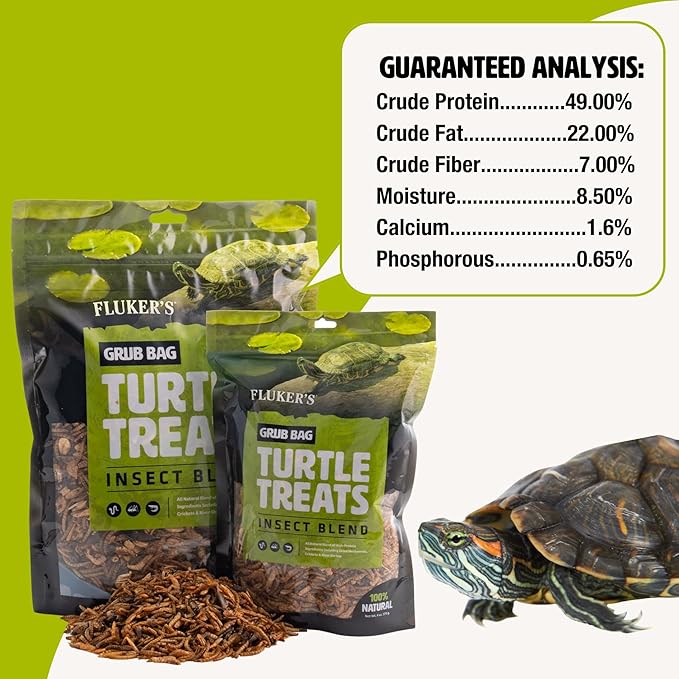 Fluker's Grub Bag Turtle Treats, Insect Blend, High Protein Freeze Dried River Shrimp, Crickets, and Mealworms, For Aquatic Turtles, Amphibians, and Reptiles, 12 oz Flukers