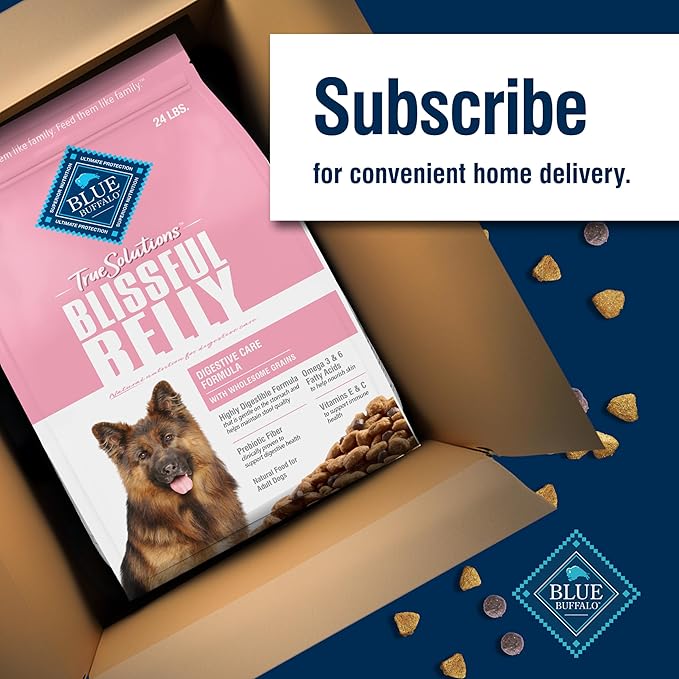 Blue Buffalo True Solutions Blissful Belly Digestive Care Natural Dry Food for Adult Dogs, Chicken, 24-lb. Bag - PAWPICO