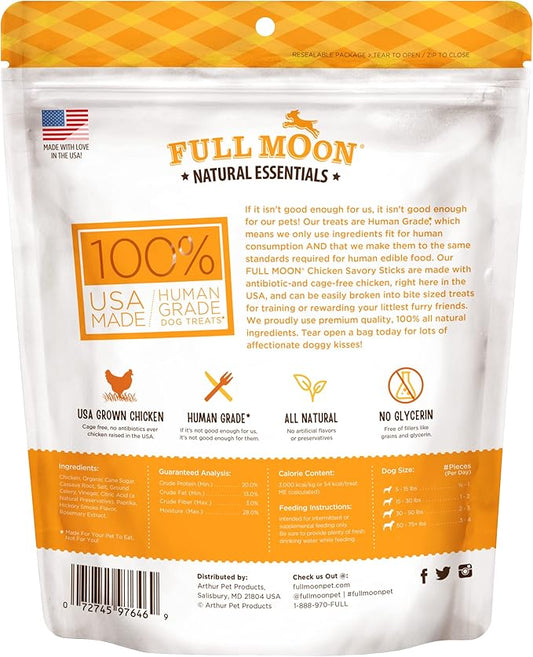 Full Moon All Natural Human Grade Dog Treats, Essential Chicken Savory Sticks, 16 Ounce - PAWPICO
