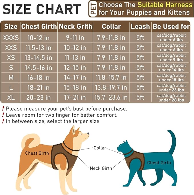 GAMUDA Small Pet Harness Collar and Leash Set, Step in No Chock No Pull Linen Fabric Soft Mesh Dog Vest Harnesses Reflective for Dogs Puppy Cats Kitten Rabbit (Brown, M) GAMUDACollarsCollection