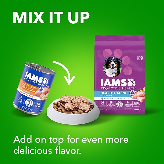 IAMS Proactive Health Healthy Aging Large Breed Dry Senior Dog Food Real Chicken, 15 lb. Bag - PAWPICO