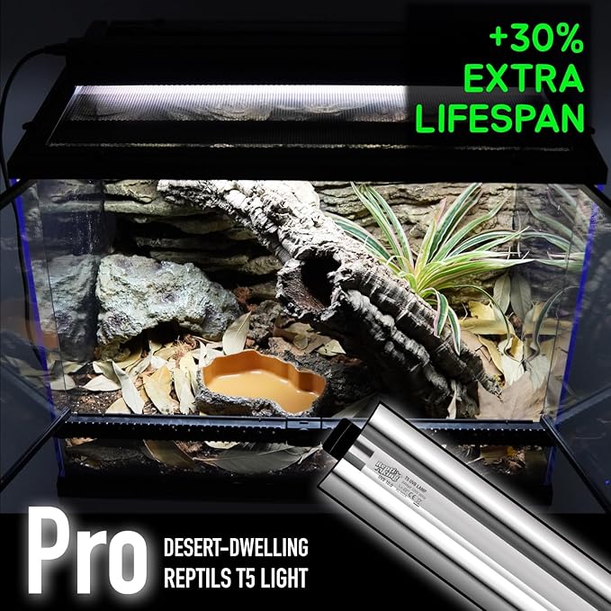 UVB Reptile Light, T5 UVB10.0 24W Light Fixture and UVB Tube Kit, for Desert-Dwelling Reptiles, Bearded Dragon UVB Light ReptiKing