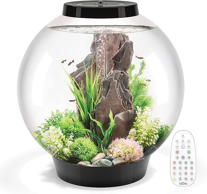 biOrb Classic 60 Acrylic 16-Gallon Aquarium with Multi-Color Remote-Controlled LED Lights Modern Tank for Tabletop Display, Black biOrb