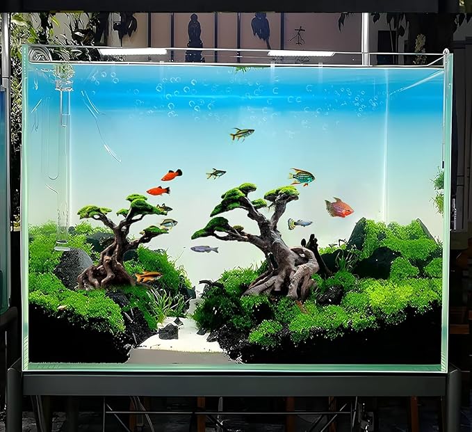 Fish Tank Decor- Bonsai Trees with Faux Moss- Aquarium Rocks Aquascaping- Made of Sandstone, Goldfish Betta Fish Tank Decorations Hides Accessories Novelsite