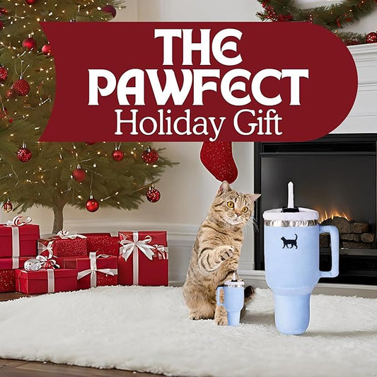 Kitty Cup Tumbler Cat Toy – Cute Cat Toy with Catnip, Crinkle Cat Toys for Cat Birthdays or Christmas, Funny Cat Toys for Kittens (Chambray Blue) - PAWPICO