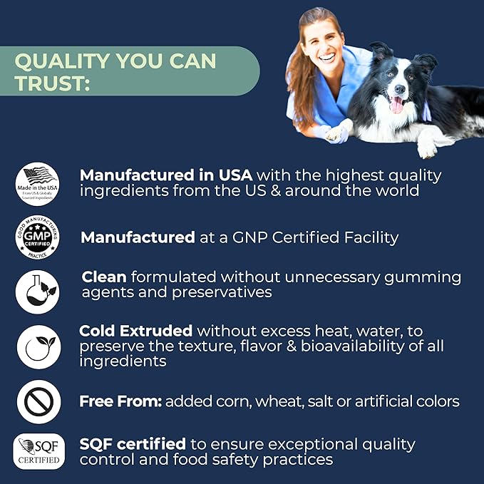 Advanced Hip & Joint Supplements for Dogs, USA Made with Glucosamine & Green Lipped Muscle for Mobility Health, 60ct Dogletics