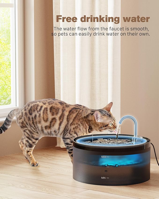 Cat Water Fountain: 108oz/3.2L Cat Fountain Super Silent Pet Water Fountain - Water Fountains for Cats Indoor - Faucet Cat Fountain - Quiet Water Pump - Suitable for Cats and Dogs - BEMOONY - PAWPICO