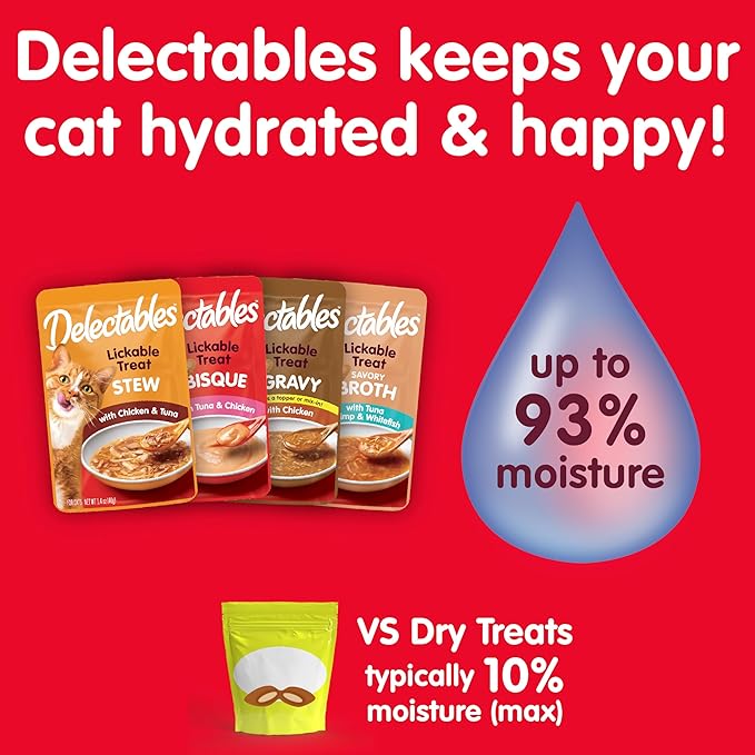 Hartz Delectables Bisque Lickable Cat Treats, Tuna & Chicken, 30 Count Hartz