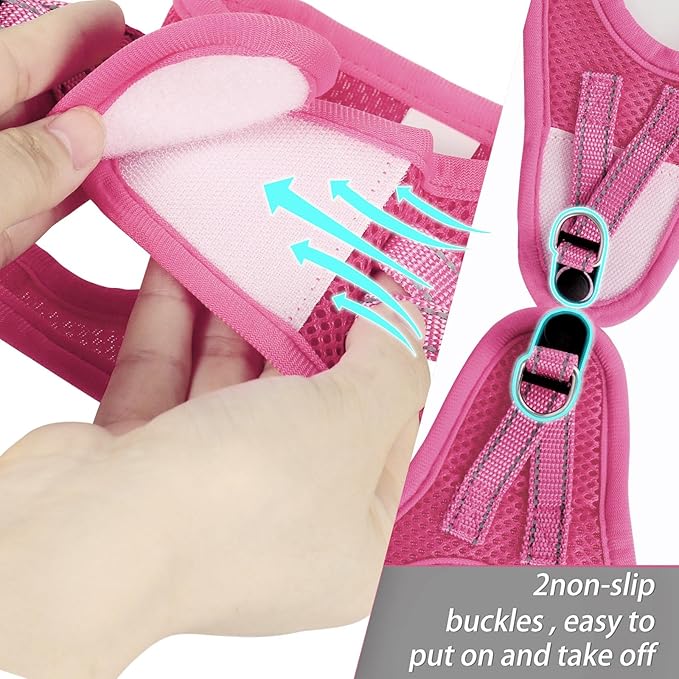 Dog Harness for Small Dogs, Small Dog Harness and Leash Set, Honeycomb Grid, Reflective Lightweight Harness & Anti-Twist Pet Lead,Dog Harness(Multi Color, Size: XS-S-M) (XS, Rose red) PAWPICO