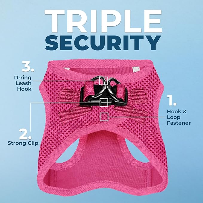 Voyager Step-in Air Dog Harness - All Weather Mesh, Reflective, No Pull Harness for Small, Medium Dogs, Cats - Secure with Hook & Loop Fastener, Buckle, Double D-Rings - Fuchsia, M BestPetSuppliesLLC