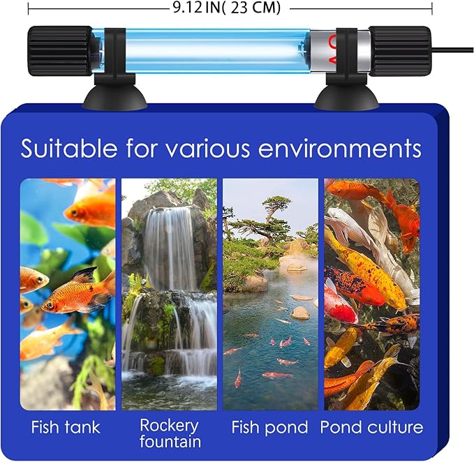 TAISHAN Aquarium Clean Light,13W & 11W & 9 W & 7 W & 5 W & 3 W Algae Removal Light with Timer,Aquarium Water Clean Green Clear Waterproof Clean Light for Fish Tank,Pond,Swimming Pool TAISHAN