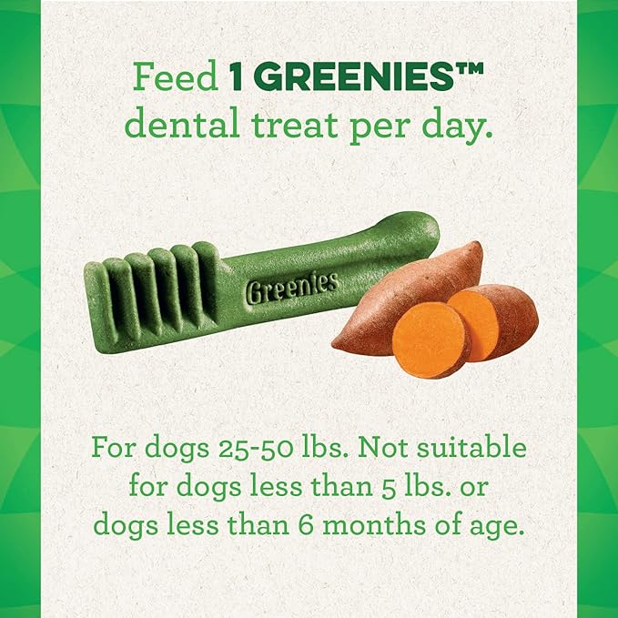 Greenies Regular Natural Dog Dental Treats, Sweet Potato Flavor, 12 oz. Pack (12 Treats) - PAWPICO