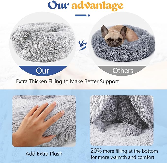 ShinHye Small Dog Bed Cat Bed Dog Bed with Blanket Plush Fluffy Hooded Dog Bed, Small Dog beds with Cover Cozy for Indoor Cats, Blanket Dog Beds Calm Anti-nxiety Dog Bed Washable - PAWPICO