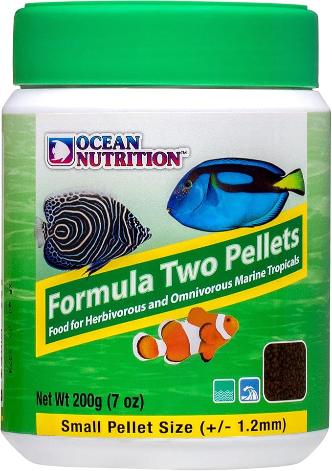 Ocean Nutrition Formula Two Pellets - Fish Food for Herbivorous & Omnivorous Marine Tropical Fish, High Protein(40%) - 7 oz (200 g) Small Pellets OceanNutrition
