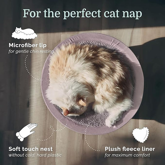 Hepper Cat Nest - Washable Cat Bed with Removable Fluffy Fleece Liner - Cozy Comfy Calming Cat Bed Round Shape - Cat Warming Bed - Donut Cat Bed Desk Ready - Small Cat Bed for Indoor Cats (Grey/Pink) - PAWPICO