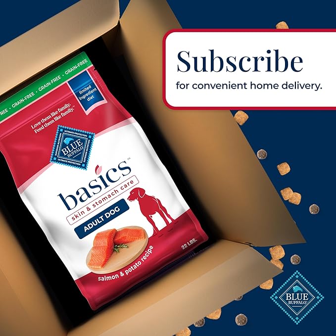 Blue Buffalo Basics Grain-Free Dry Dog Food for Adult Dogs, Limited Ingredient Diet, Salmon Recipe, 22-lb. Bag - PAWPICO