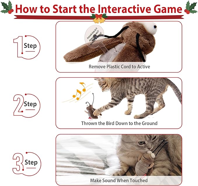 Gigwi Squeaky Cricket Cat Toy,Interactive Cat Toys Electronic Motion Activated Bug Sound,Automatic Cat Play Squeaky Toy for Indoor Fun - PAWPICO